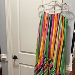 Trina Turk Vibrant Striped High-Low Skirt